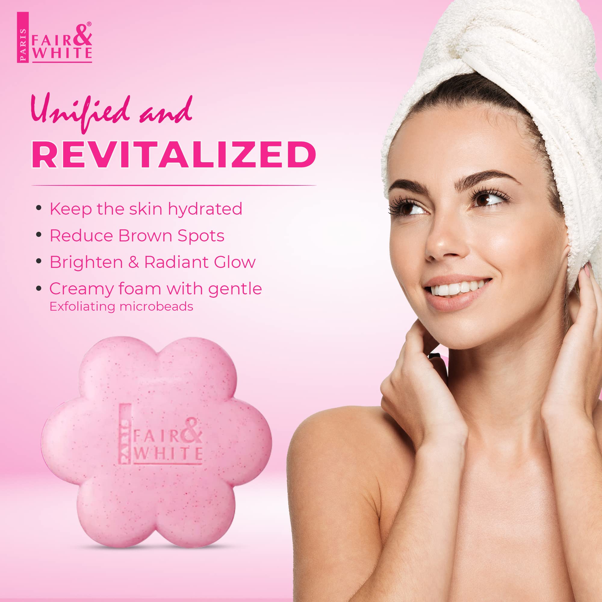 Fair & White So White soap ingredients highlight palm kernel’s nourishing exfoliation.