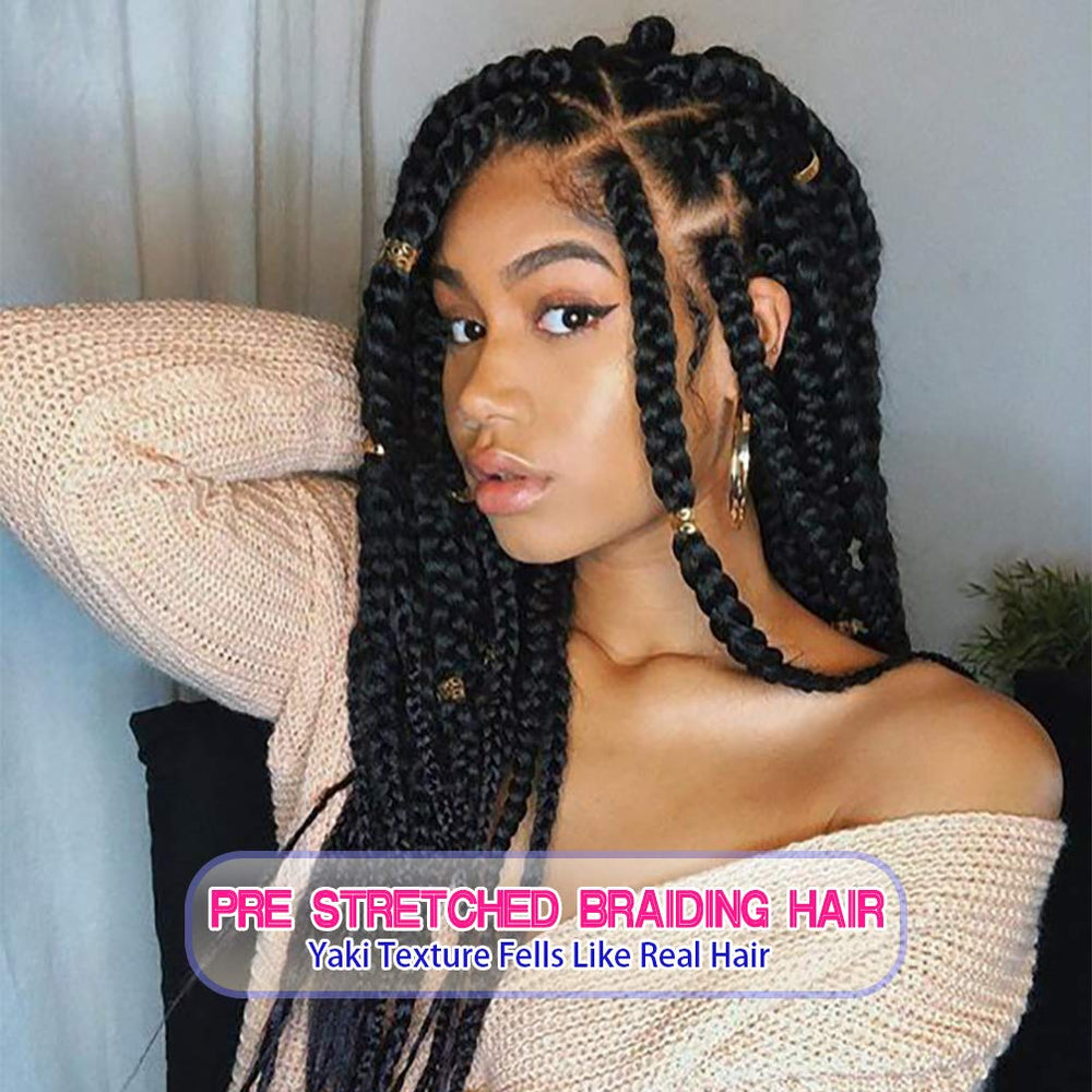 Fairise prestretched braiding hair with Yaki texture highlighting natural look and soft touch.