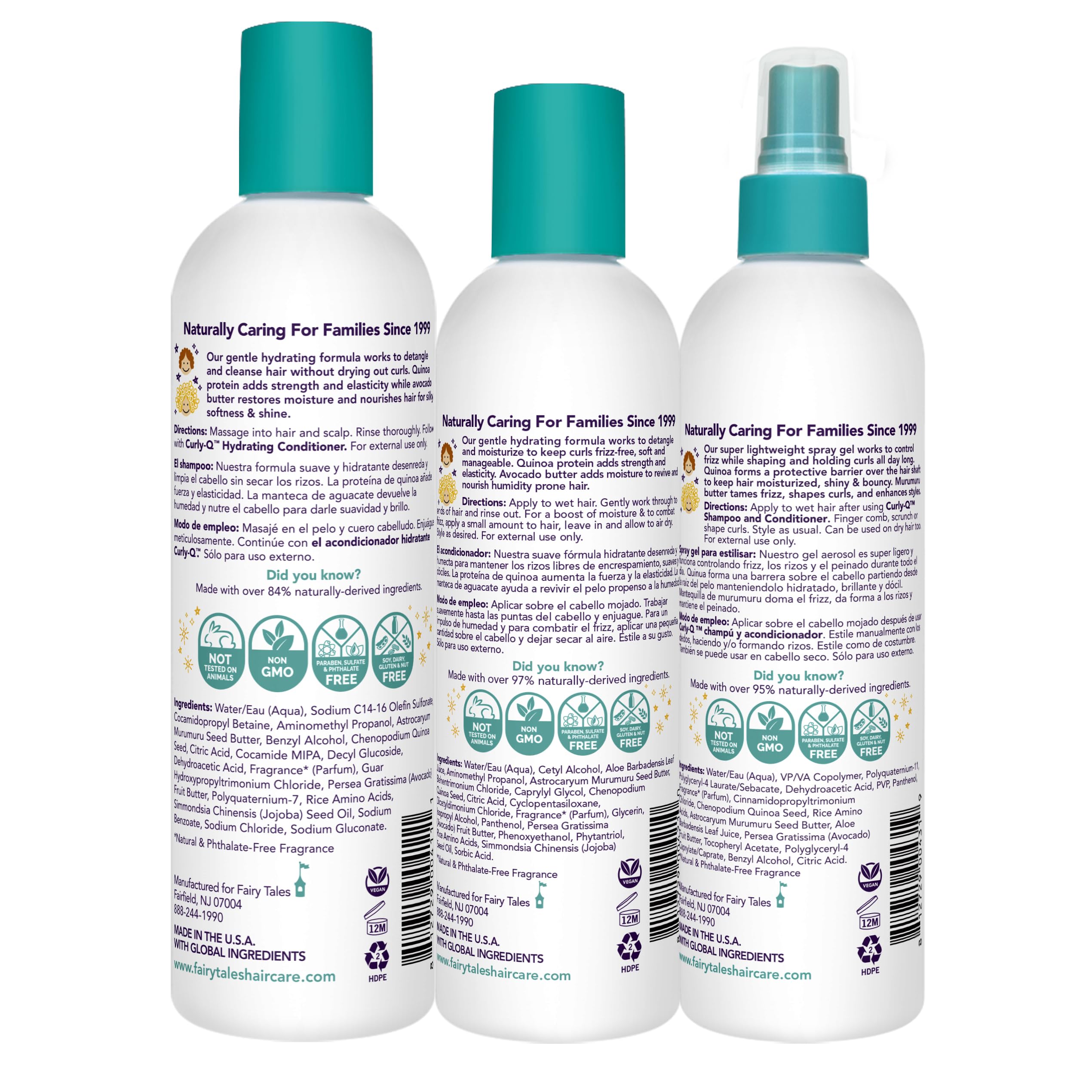 Fairy Tales Curly Q conditioner bottle provides detangling moisture for textured hair
