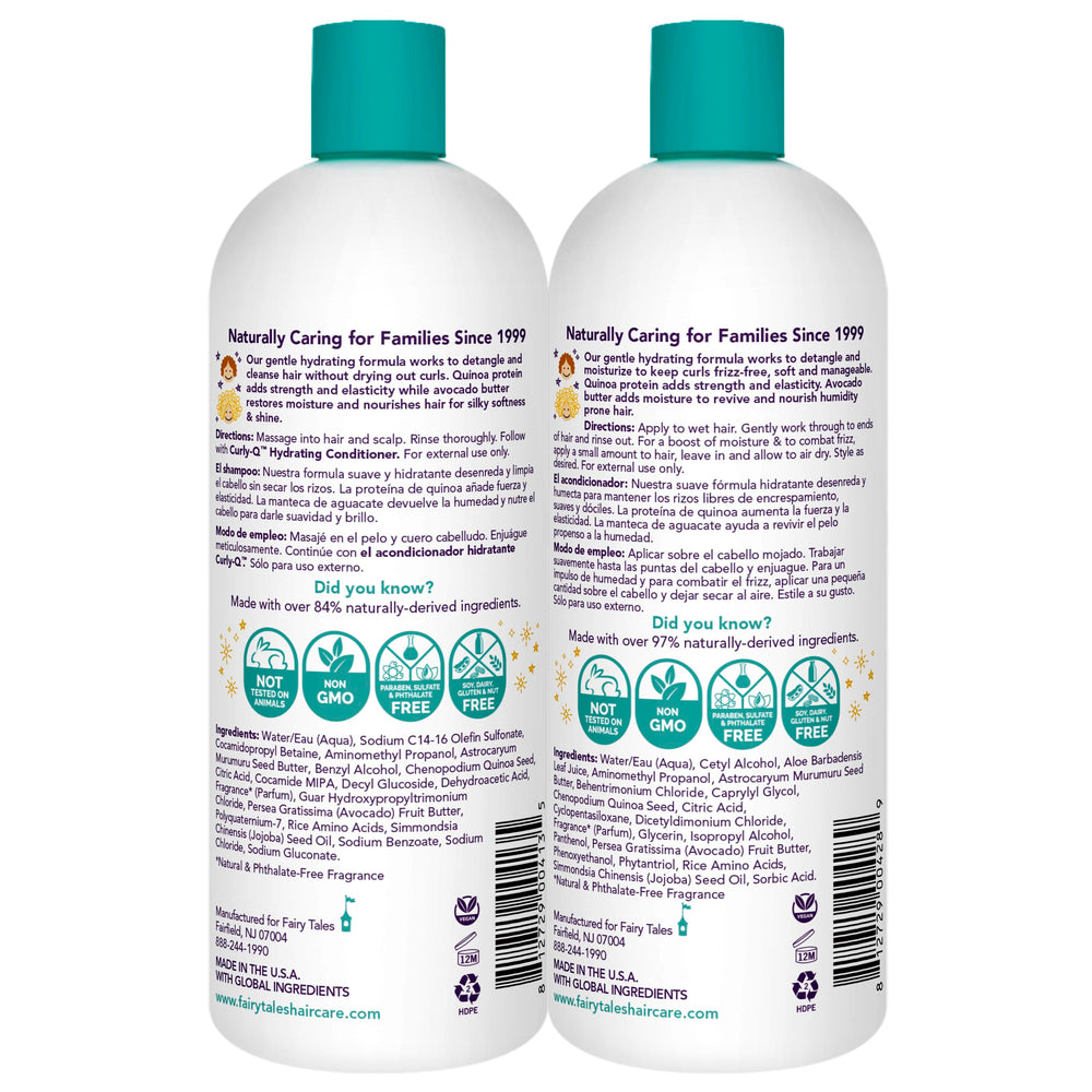 Fairy Tales Curly-Q conditioner bottle for detangling and moisture.