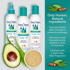 Fairy Tales Curly Q Hydrating Kids Conditioner ingredients quinoa murumuru avocado for moisture.