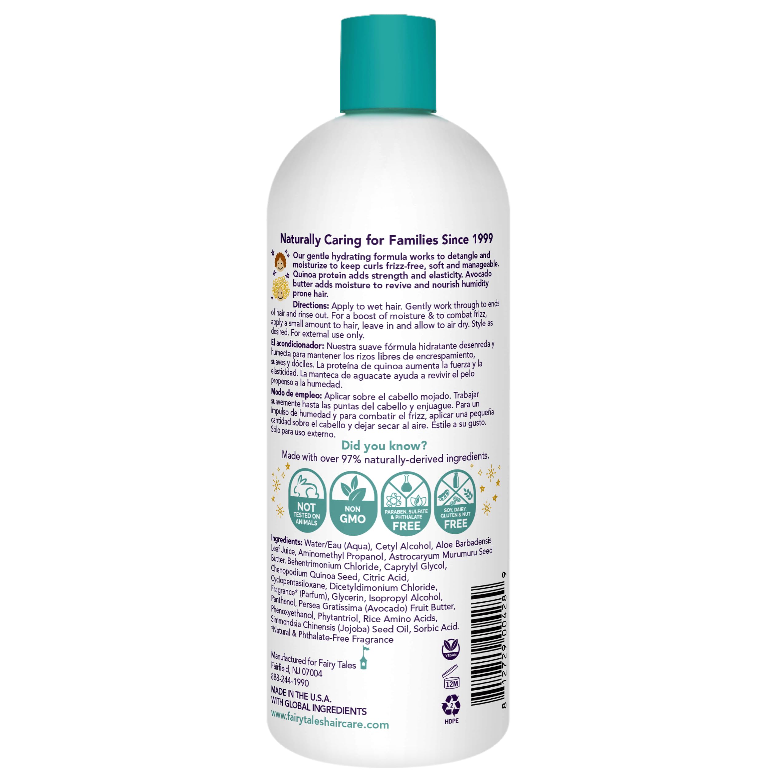 Fairy Tales Curly Q Hydrating Kids Conditioner pump demonstrates easy application.
