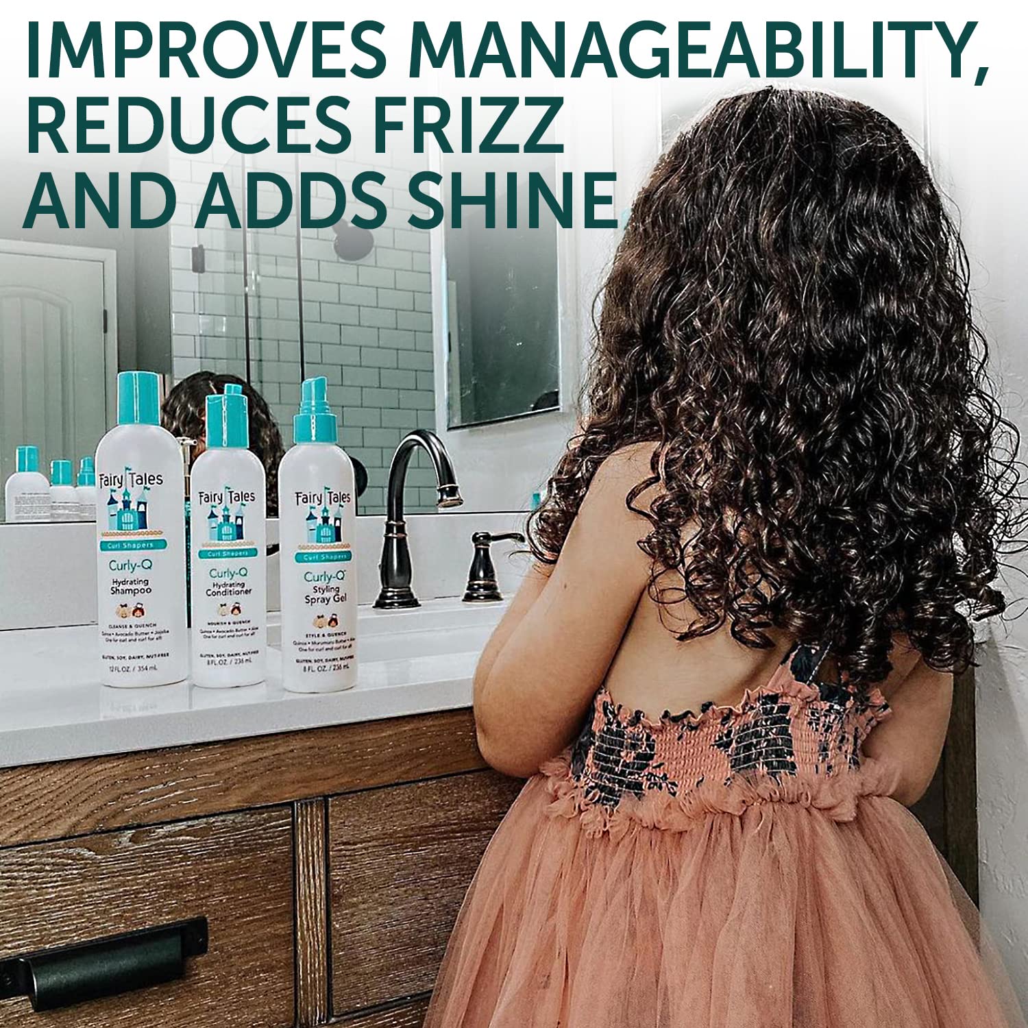 Fairy Tales Curly Q styling spray gel bottle defines curls with light hold
