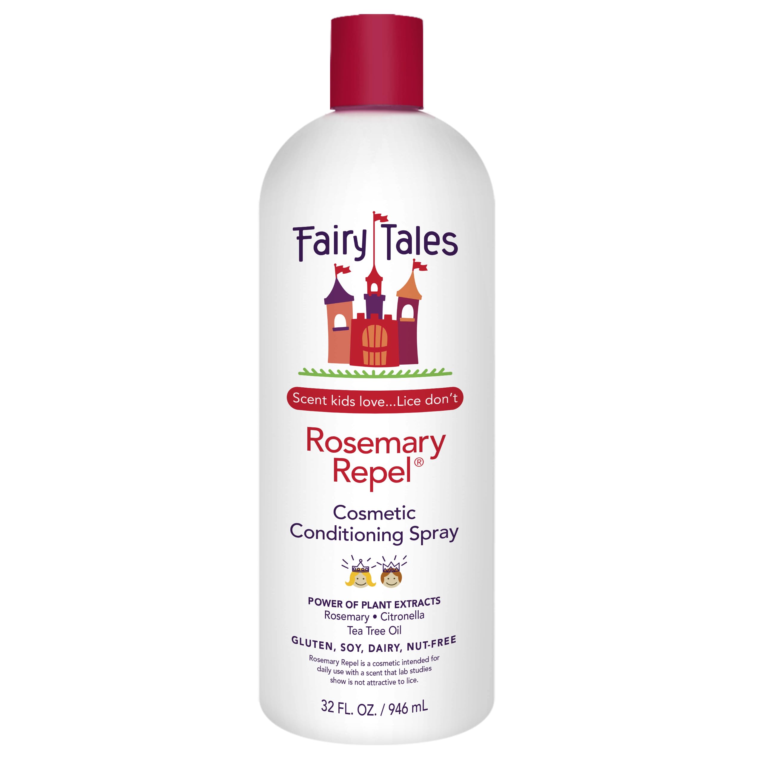 Fairy Tales Rosemary Repel bottle close-up showing gentle detangling for kids