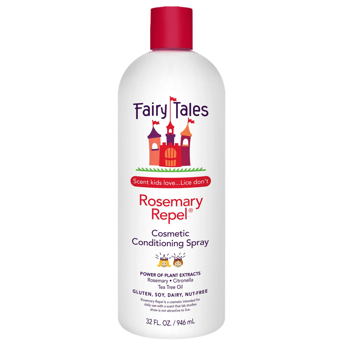 Fairy Tales Rosemary Repel bottle close-up showing gentle detangling for kids