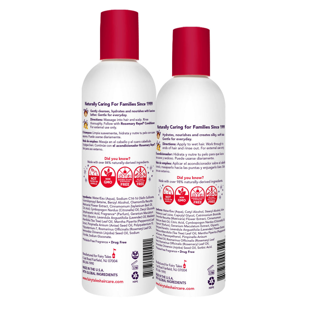 Fairy Tales Rosemary Repel conditioner bottle—soothing moisture for kid's scalp.