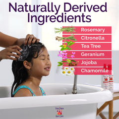 Fairy Tales Rosemary Repel ingredients panel highlights jojoba and chamomile for scalp comfort.