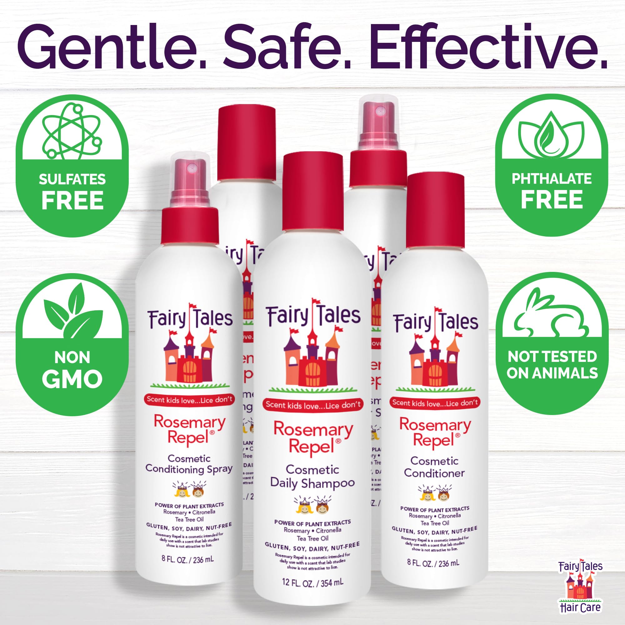 Fairy Tales rosemary-repel ingredients label—highlights essential oils for gentle kids' care.
