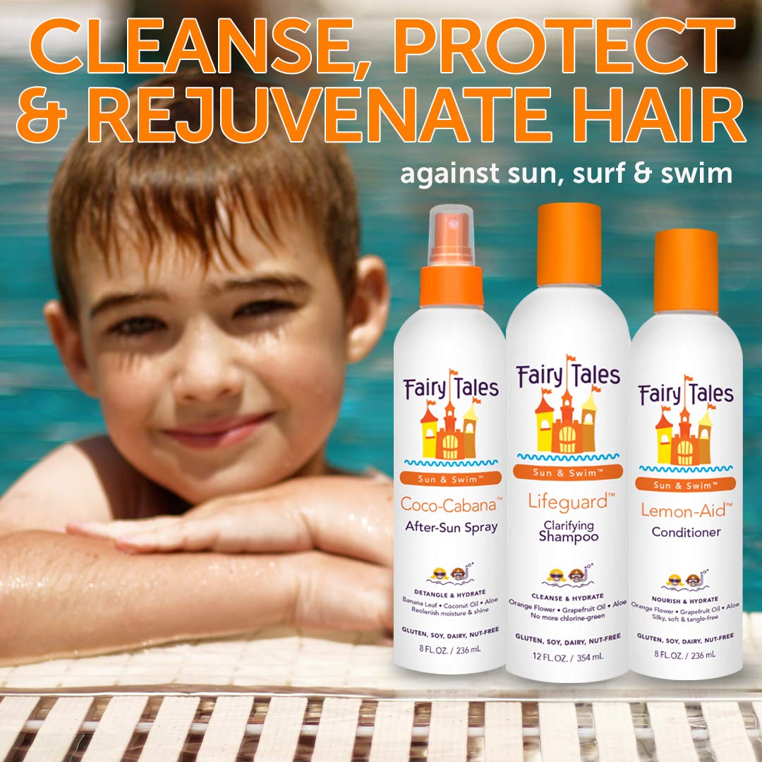 Fairy Tales Swim Conditioner bottle offers detangling and conditioning for kids