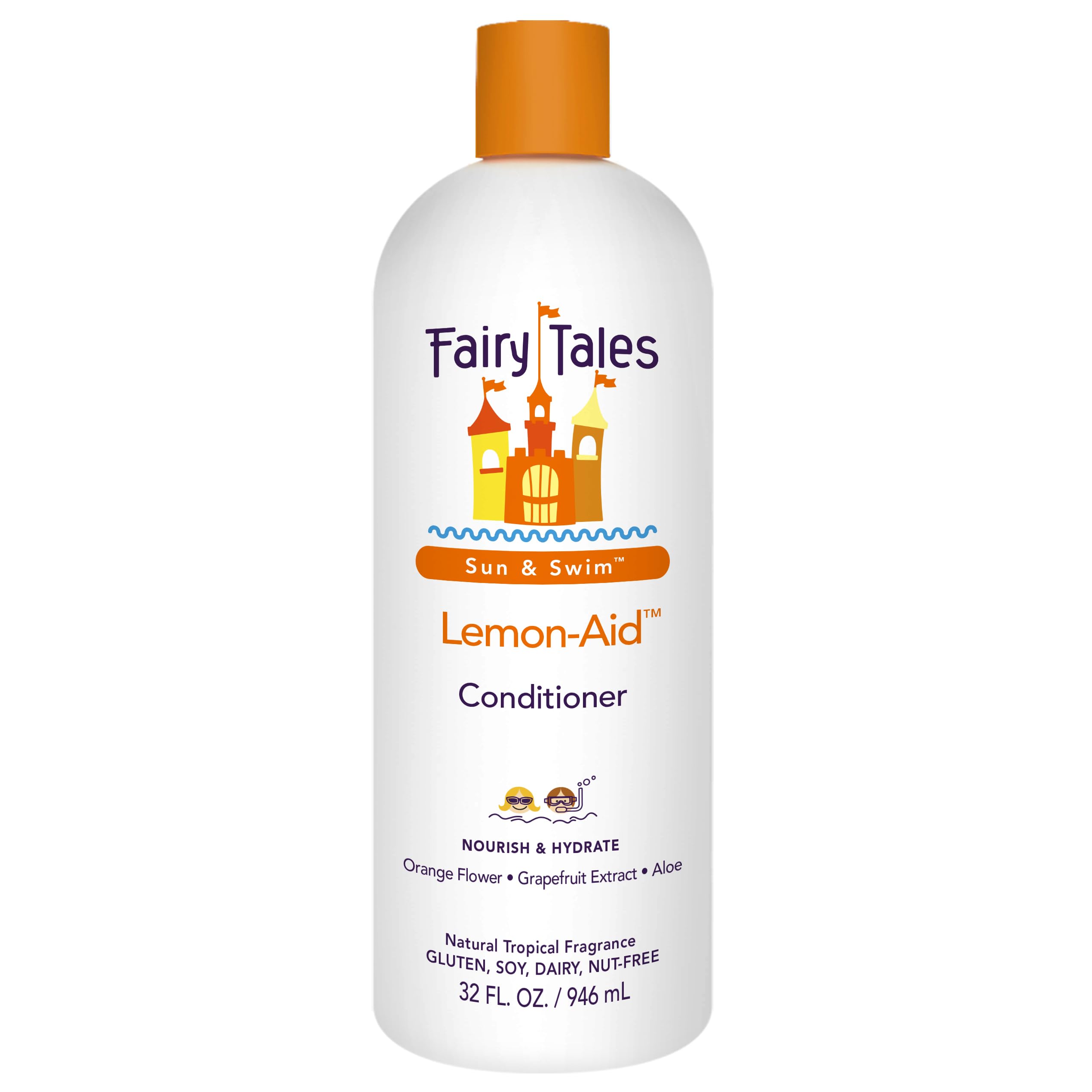 Fairy Tales Swimmer Conditioner kids bottle offers hydrating leave-in care for post-swim hair.