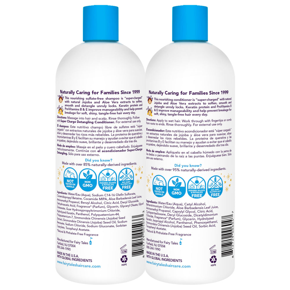 Fairy Tales Tangle Tamer conditioner bottle highlighting detangling and smoothing benefits.