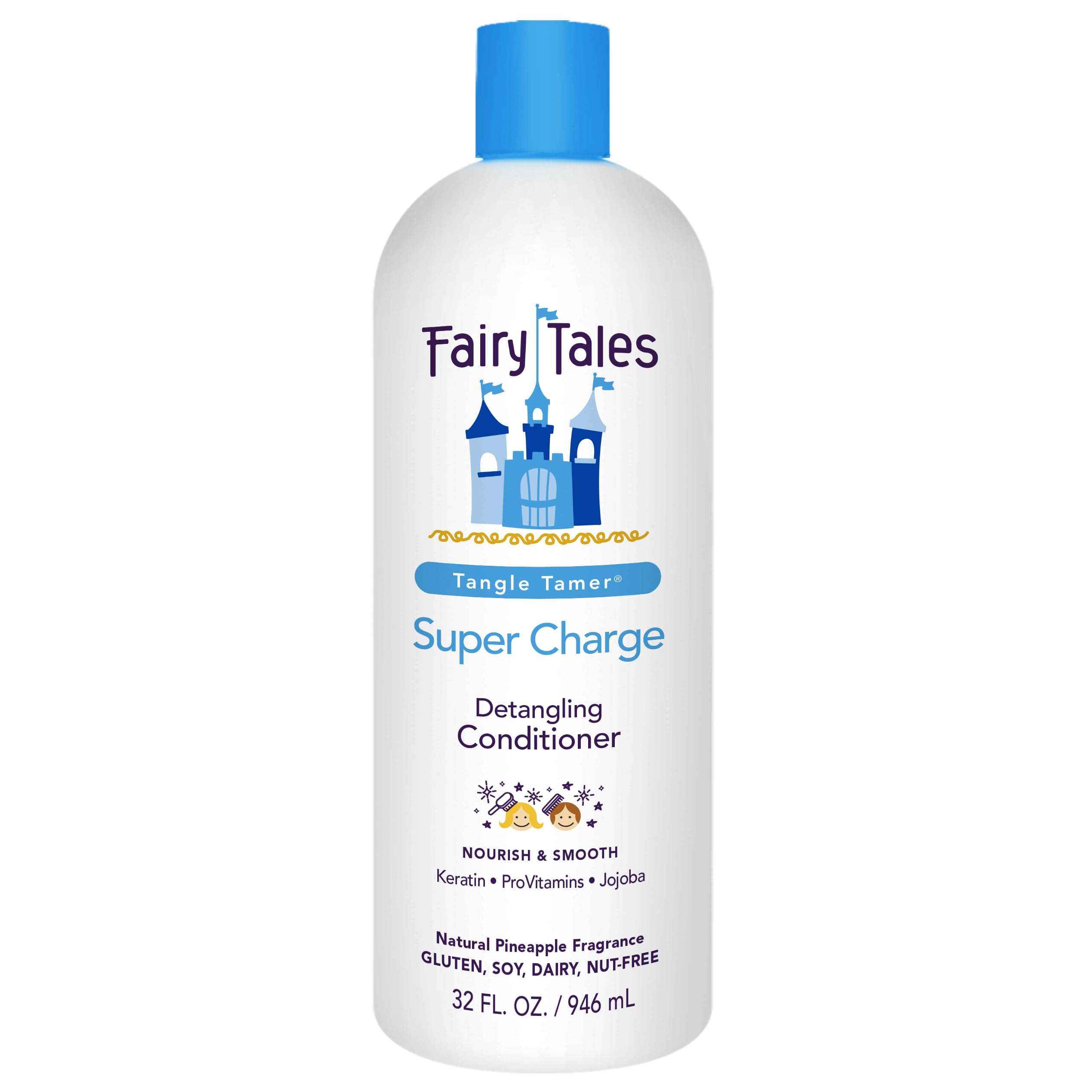 Fairy Tales Tangle Tamer detangler bottle pour shows knot-free hair after bath