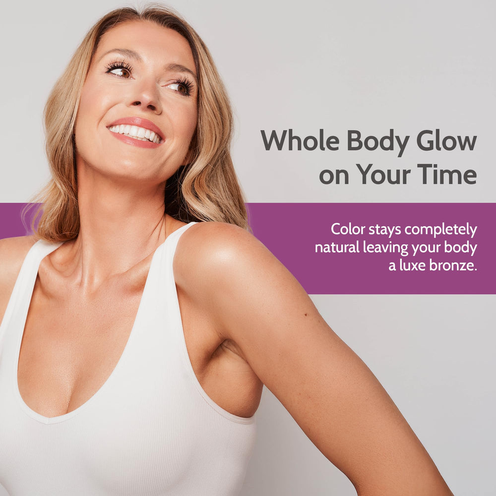 Fake Bake application on arm shows quick-dry, natural-looking bronzing.