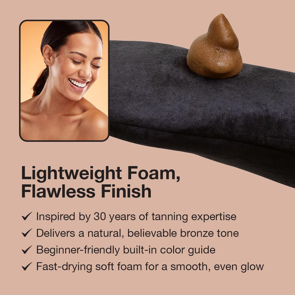 Fake Bake Flawless color-guide visual shows even coverage on skin.
