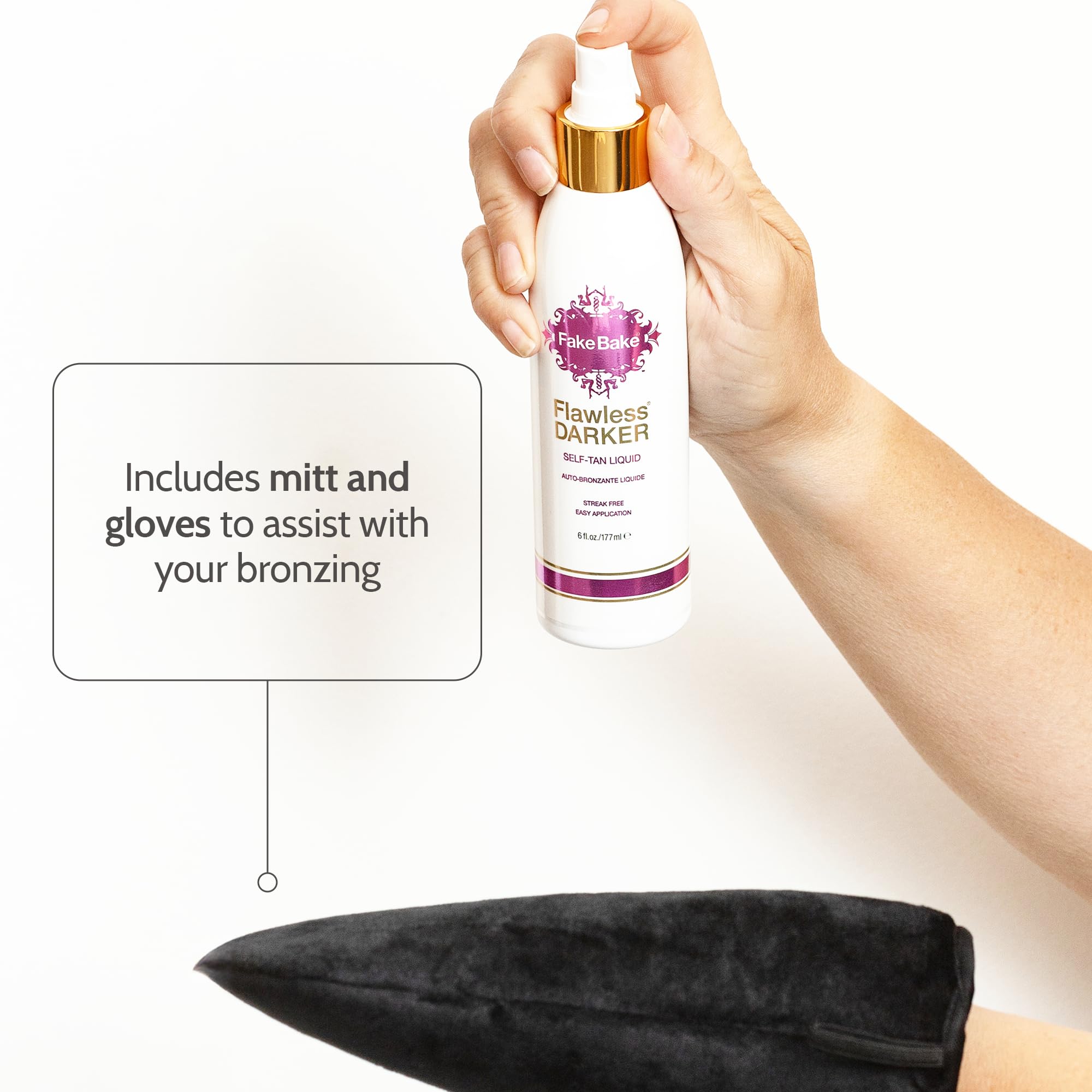 Fake Bake Flawless Darker color guide on bottle helps even coverage.