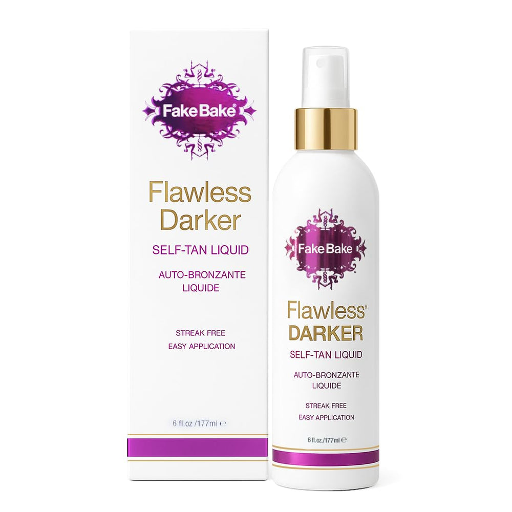 Fake Bake Flawless Darker bottle shows even, natural-looking glow.