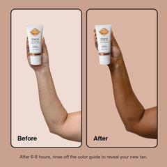 Fake Bake Self-Tanning Lotion is applied smoothly on skin for a natural glow.