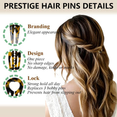 Fallinlocks Prestige hair pin features double-notch lock delivering reliable grip through daily activities.