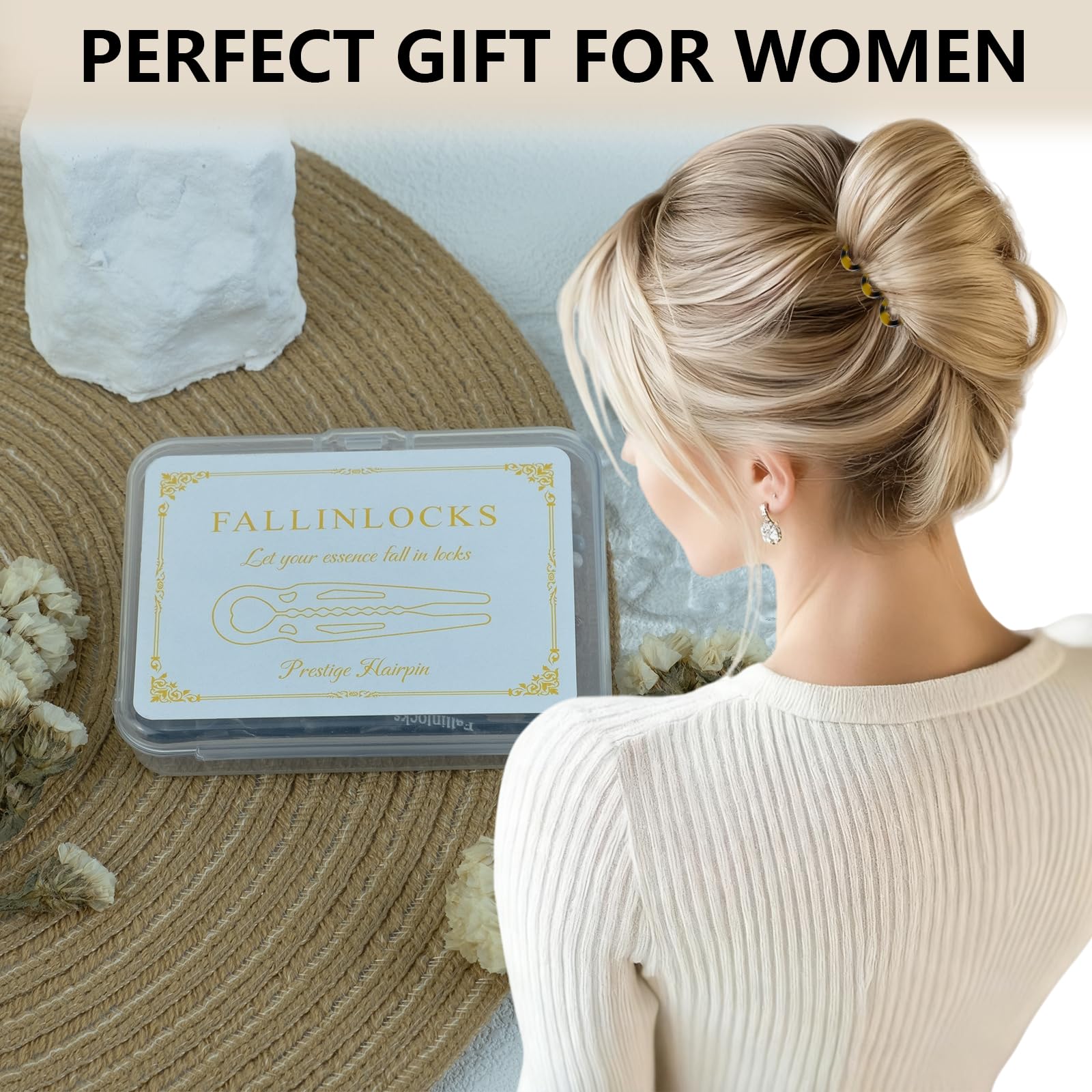 Fallinlocks Prestige hair pin pack showcases gift-ready packaging for holiday gifting.