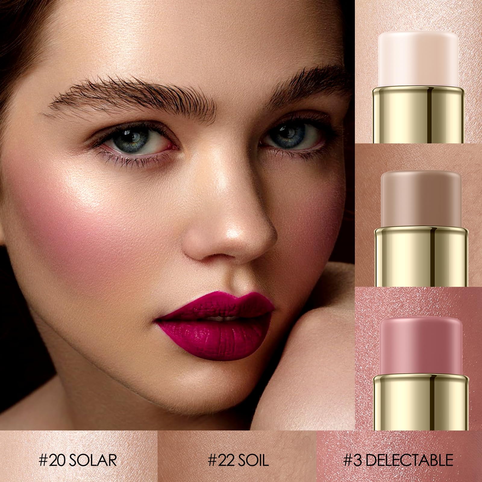 Falocutus contour-stick-set nose highlight application for precise definition