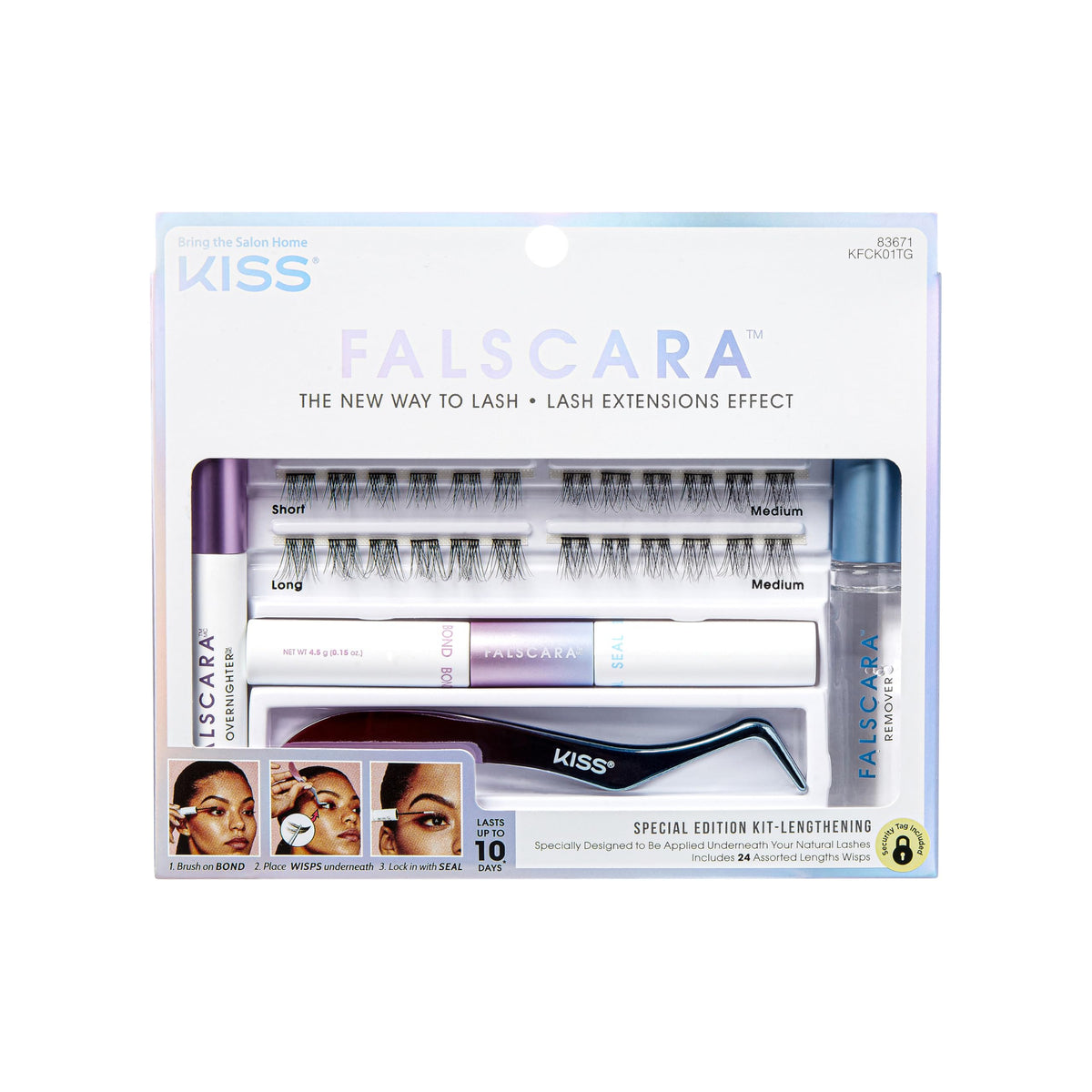 FALSCARA Kiss Special Edition muestra un kit con wisps variados para looks naturales.