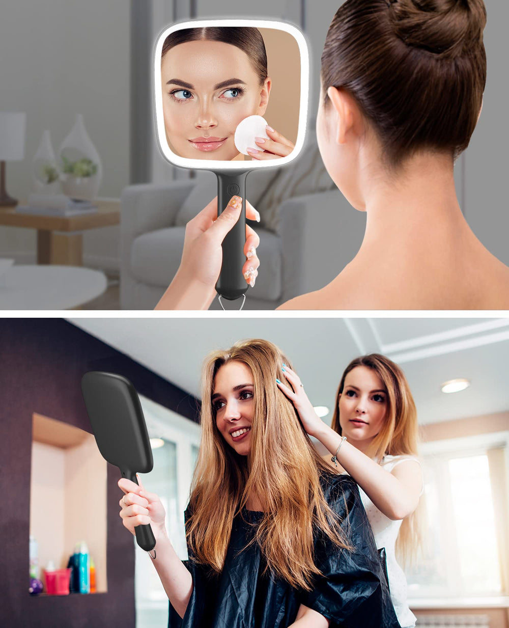 Famihomii battery-operated mirror works anywhere without cords.