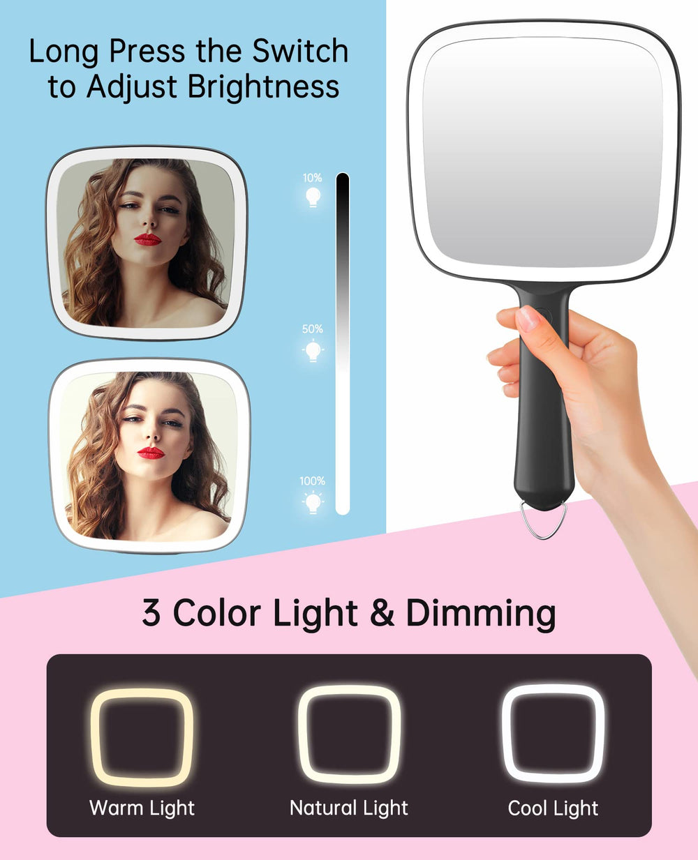 Famihomii durable glass and ABS mirror resists damage during travel.