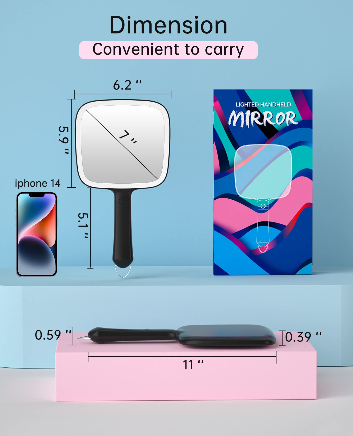 Famihomii portable lighted mirror highlights back-of-head styling with true reflection.