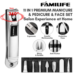 FAMILIFE tools tray displays 11-piece set ready for hand and foot care.
