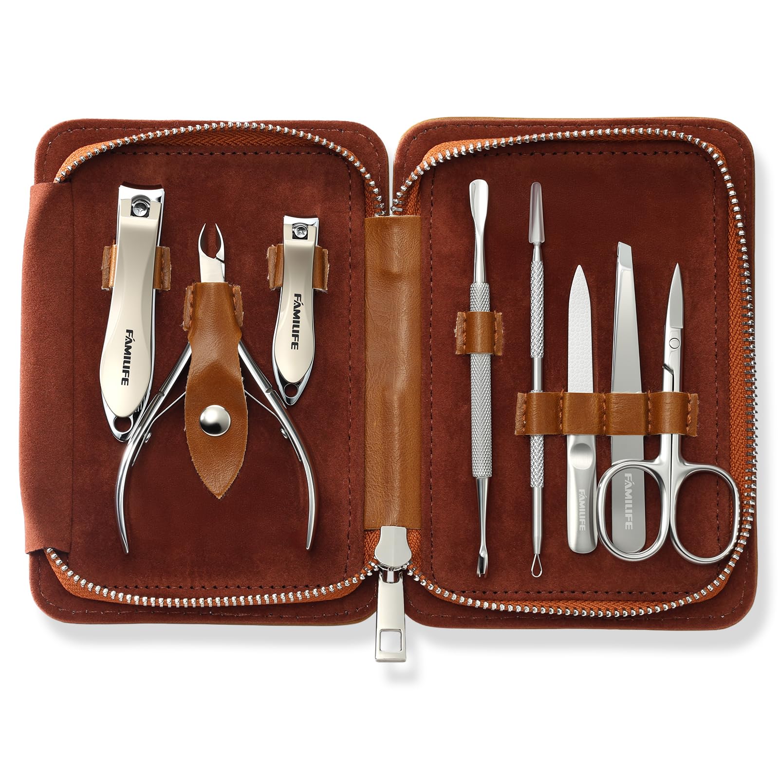 FAMILIFE manicure kit travel-ready shown for on-the-go grooming.