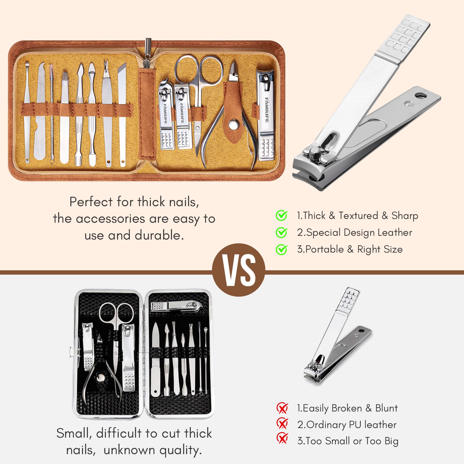 FAMILIFE manicure set tweezers and scissors for brows and nails