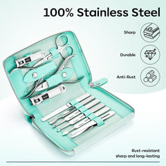 FAMILIFE nail clipper set closeup showcases sharp durable stainless steel for precise trims.
