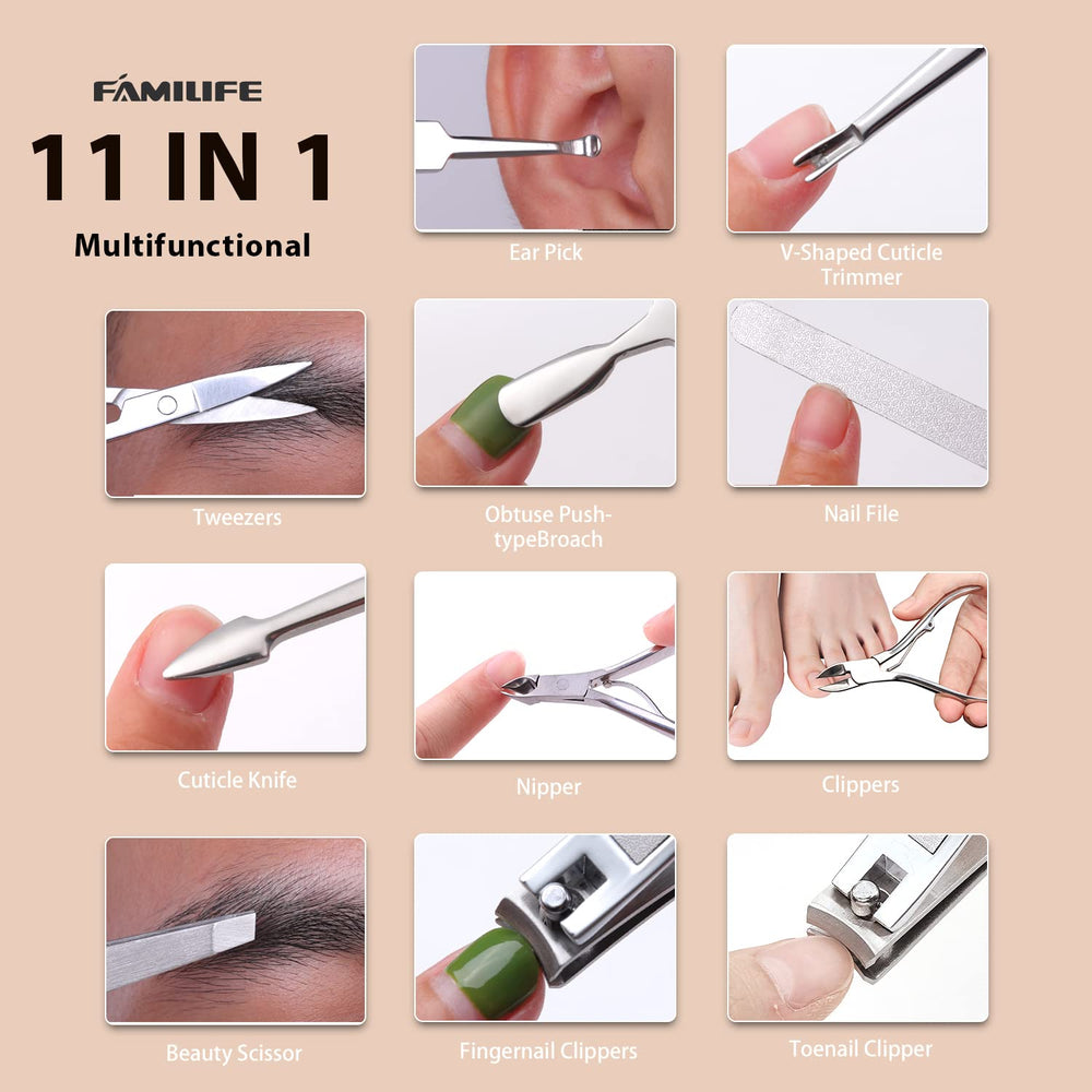 FAMILIFE nail clippers set delivering precise trims for nails and ingrown care