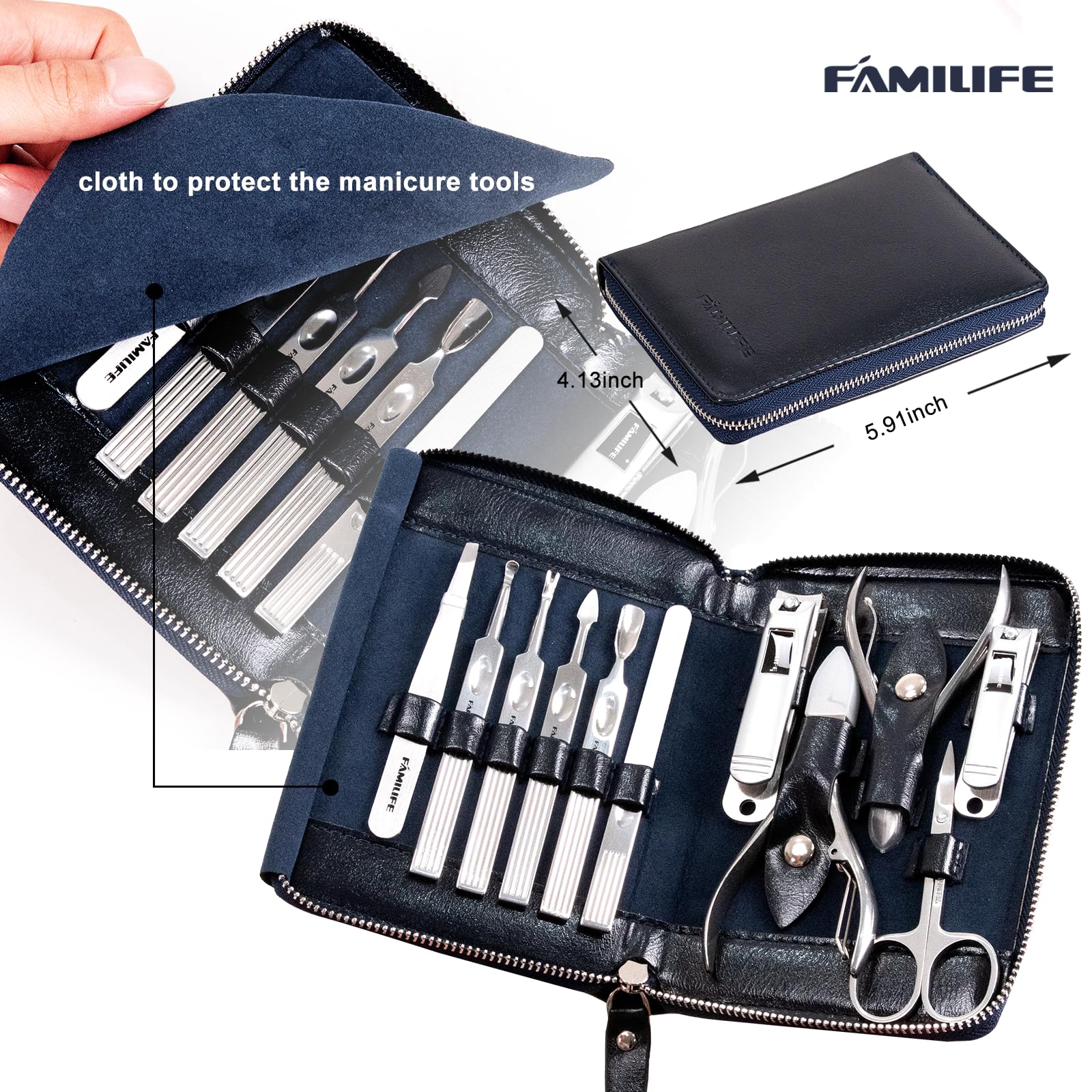 FAMILIFE nail clippers stainless steel with ergonomic design for thick nails
