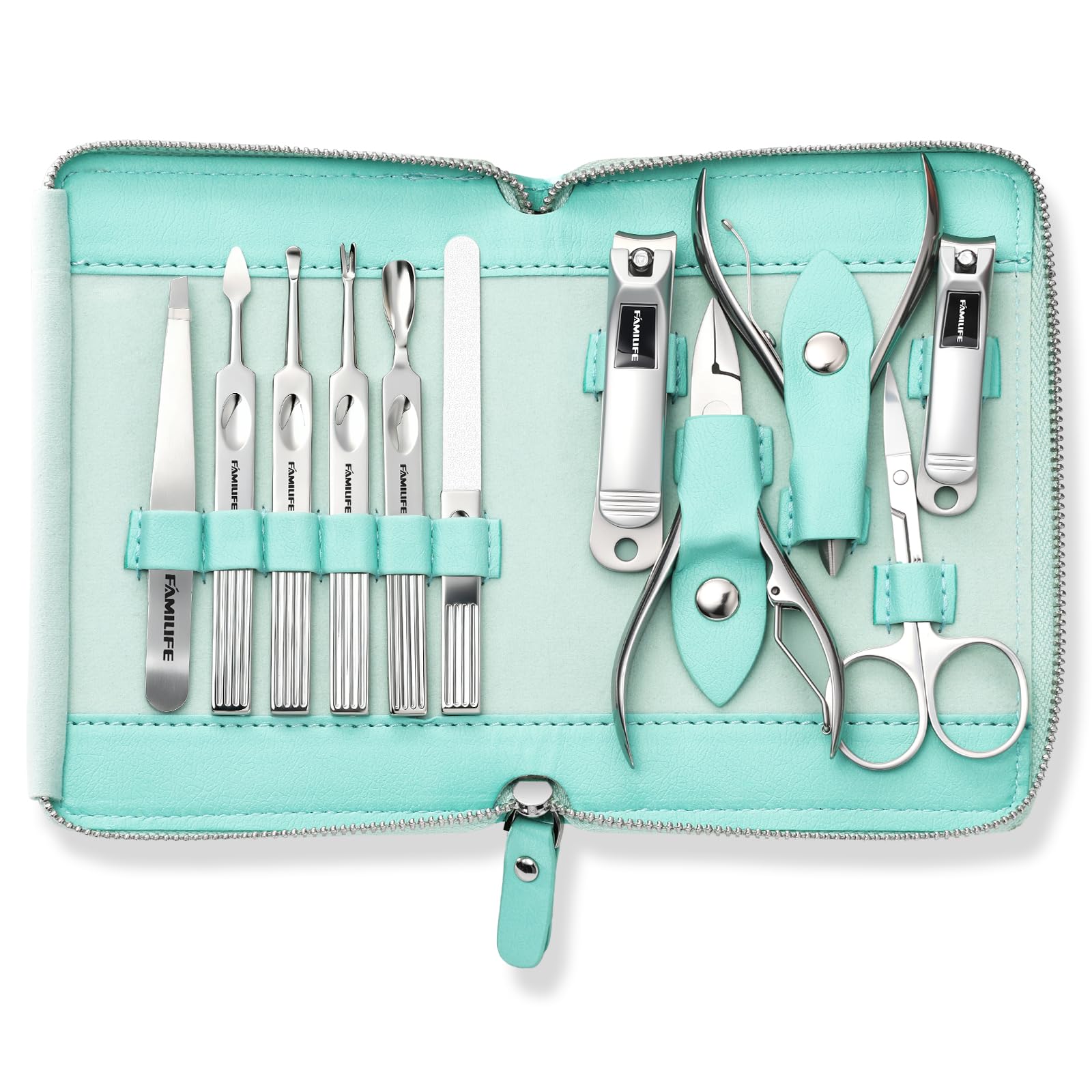 FAMILIFE on-the-go nail care pack captured in motion.
