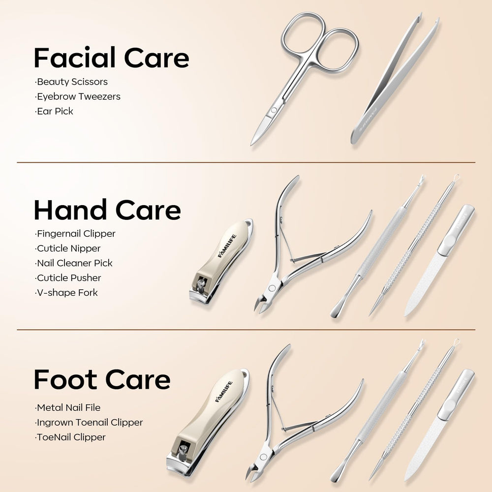 FAMILIFE pedicure tools ergonomic design ideal for easy thick-nail trimming.