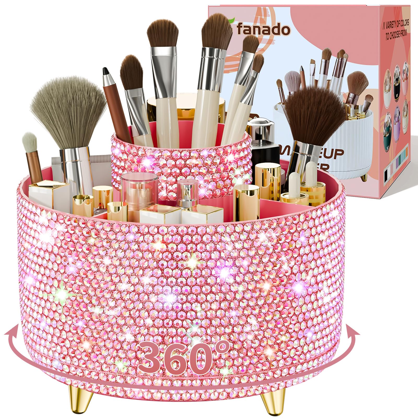 fanado Bling diamond-wrap appearance enhances vanity charm and countertop organization