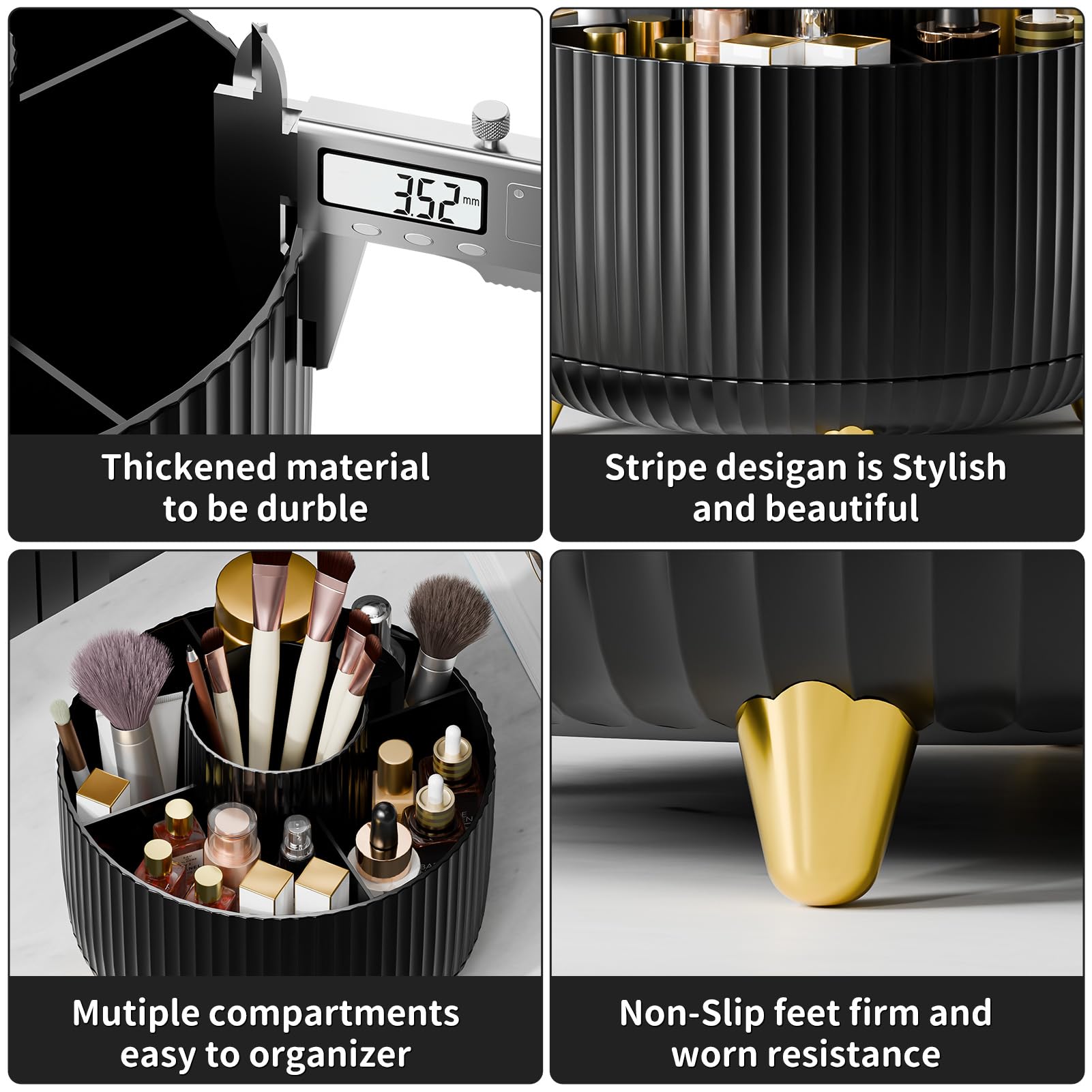 Fanado compact dimensions fit vanity spaces, desk, or bathroom counters.