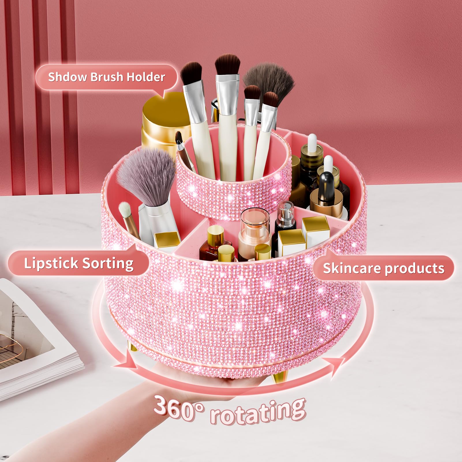 Fanado Diamond Brush Holder 5-slot organization keeping brushes and products separated