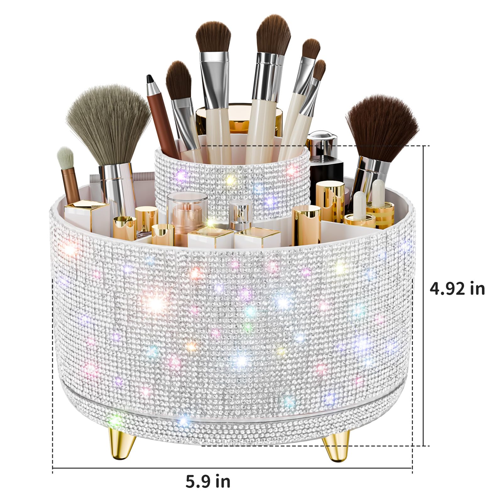 Fanado diamond-wrap surface closeup showing shimmering vanity appeal and organized space.