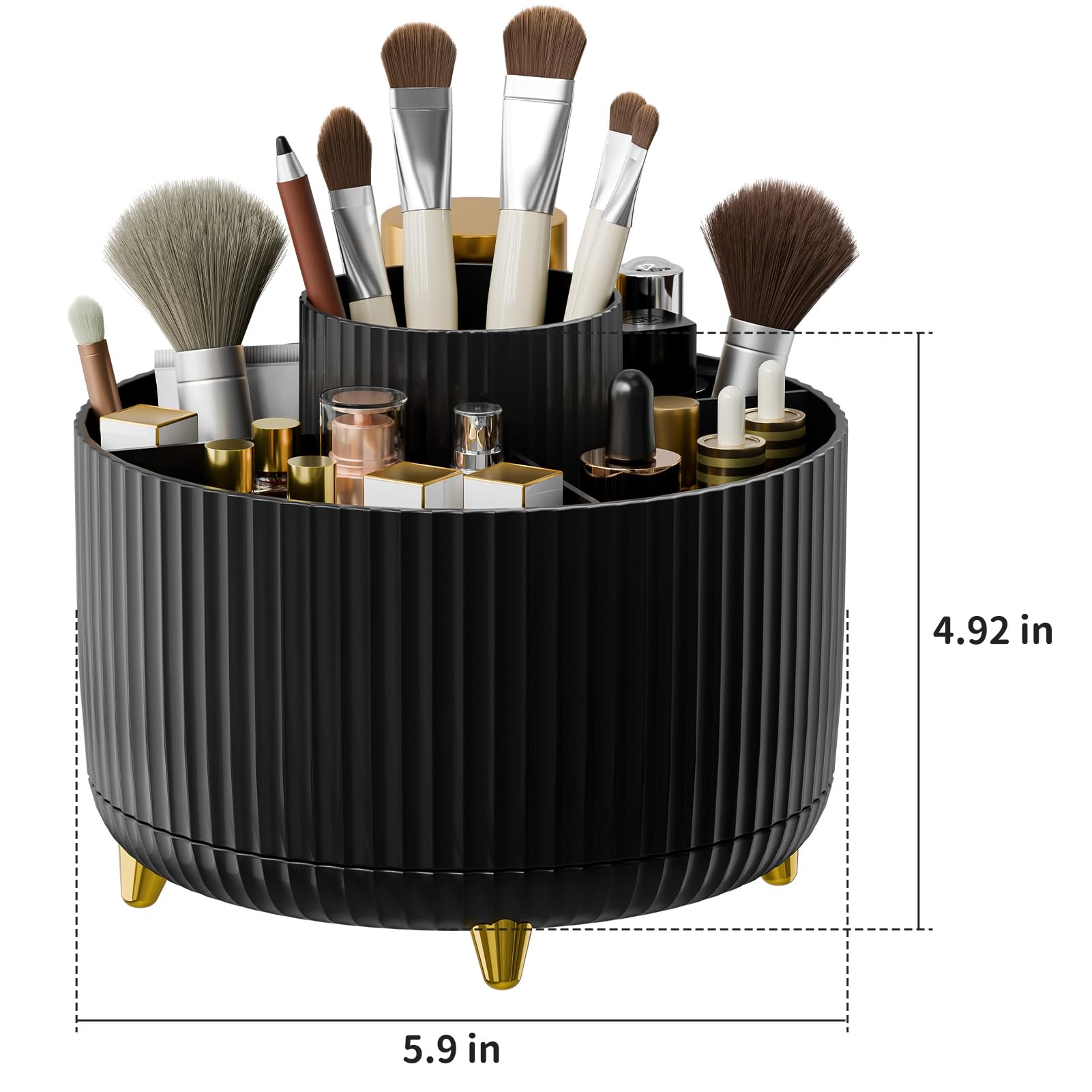 Fanado multifunction storage with five compartments for brushes, lipstick, eyeshadow, and skincare.