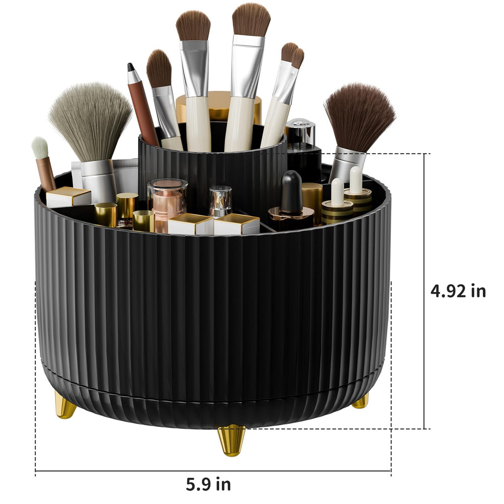 Fanado multifunction storage with five compartments for brushes, lipstick, eyeshadow, and skincare.