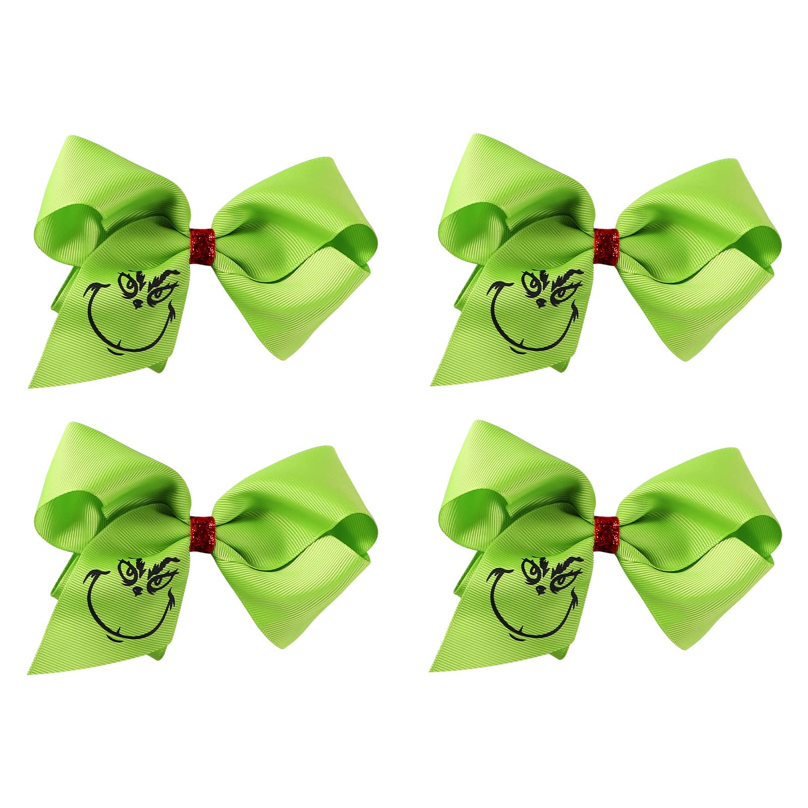Fancheer 5-inch green hair bow clip secures festive hairstyles all day.