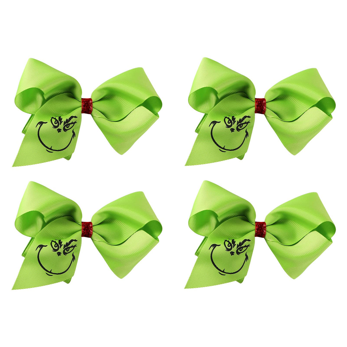 Fancheer 5-inch green hair bow clip secures festive hairstyles all day.