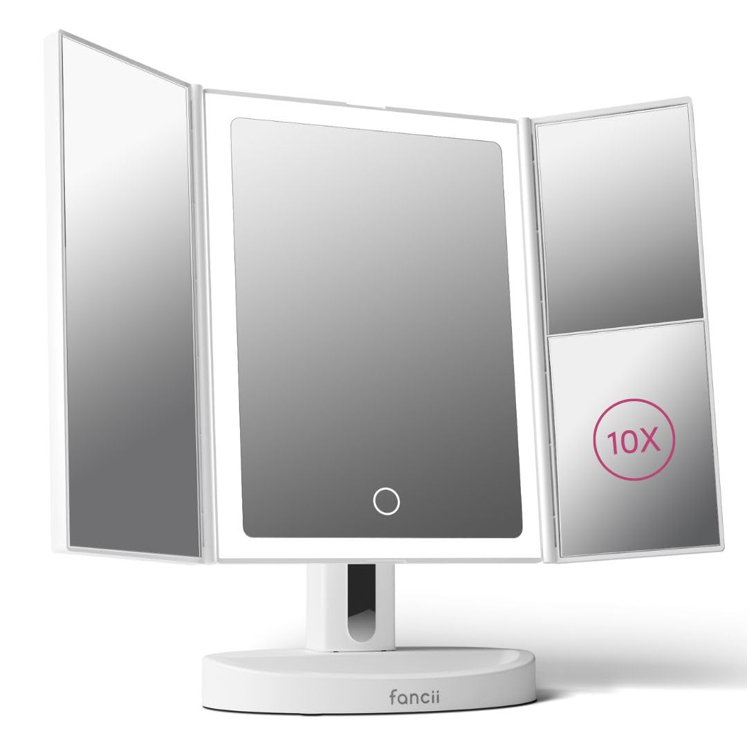 Fancii LED lighted makeup mirror front view shows even lighting for precise makeup