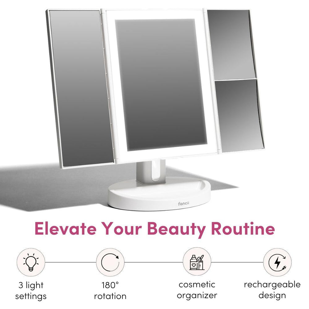 Fancii LED lighted makeup mirror rechargeable battery for long use between charges
