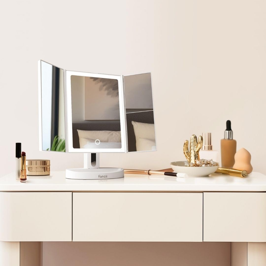 Fancii LED lighted makeup mirror side angle highlights adjustable angles for comfort