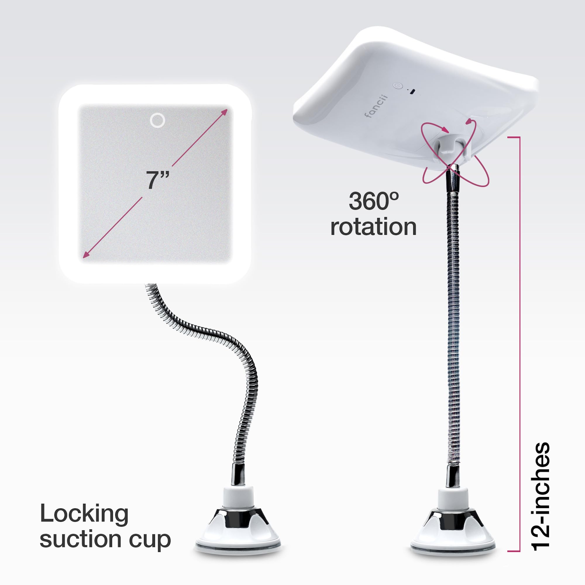 Fancii Mira 2 Plus LED light settings for color-accurate makeup.