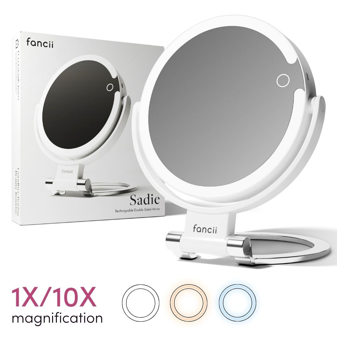 Fancii Sadie 9-inch travel mirror combines large view with portability.