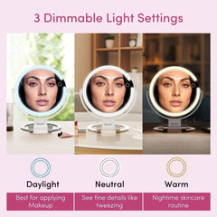 Fancii Sadie foldable travel mirror fits luggage for easy packing.